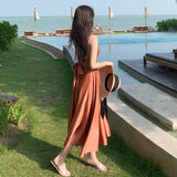 French Vintage Swear Sexy Super Fairy White Suspension Dress Seaside Vacation Dew Beach Dress Women's Summer
