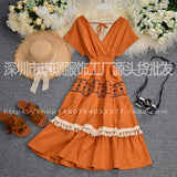 2025 National Style Holiday Dress Summer High-Waist Heavy Industry Embroidery Tang Su A Dress Dress Dress