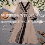 Traveling Holiday Dress Women 2025 New Autumn Dress Thin Chiffon Retro Printing Tie To Collect Waist Thin Long Dress