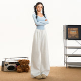 Relaxing Waist Casual Draw Rope Hanging Wide Leg Pants Sports Autumn And Winter Straight Trousers