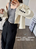 8817 # Autumn Threaded Cotton Babes Button Design Baimei Sling Belt Vest With Chest Pads To Wear The Bottom