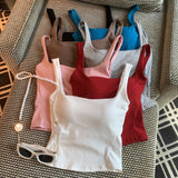 Summer Hottie Wind Sexy Shading Lactose Pure Color Sling Vest Female Slim Beauty Back Brat Bottom Top