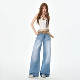 2026 New Hottie Crease To Make Old Water Wash Jeans Drag Floor Thin Loose Straight Broad Leg Pants