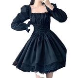 2026 Spring New Sweet Princess Cute Lolita Dress Square Tie Strap Repair Body Slimming Famous Waist