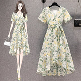 2026 Summer New Large-Size Fat Sister Super Fairy Temperament Thin Fashionable Belt With Broken Flower Dress