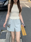 Summer Vest Multi-Colored Wood Ear Thin Knitting Top Han System Slime Sleeveless T-Shirt