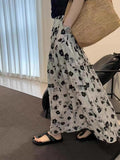 High-Waisted Floral Half-Dress Station 2025 Summer New Chic Korean Loose High-Waist Leisure Long Skirt