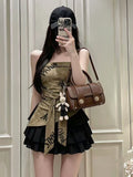 3030# Summer New Camouflage Printing Binding Splicing Bra Vest Body Body Girl Integrated With Breast Pad Top