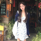 2025 Fashion New Temperament French Sweet Floral Sling Dress Women's Waist Tea Break Skirt