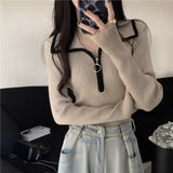 Sensing Color Half Zippered Sweater Women's Autumn And Winter Dongguan Dalang Bottom Slim Slim Thin Knitted Shirt Top Women's Clothing