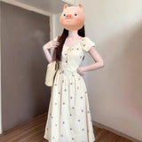 Blossoming French Bubble Sleeve Dress Women's Summer 2026 New Small Temperament Beautiful Dress