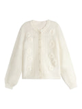 Apricot Rain Horse Sea Wool Three-Dimensional Hand-Coaled Collar Sweater Jacket Autumn