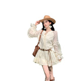 2026 New Retro French Lantern Sleeve Dress Female Atmosphere Feeling Yunnan Travel To Wear Temperament Autumn