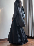 Black Cotton Thigh Dress Autumn High-Waist Long Dance Dress Vintage Art Umbrella Skirt