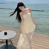 High-Grade Pure-Wane Windy Holiday Dress Summer Niche Atmosphere Sensing Chest Dress Sanya Bali Beach Dress