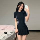 Boles 8499 Special Conservative Dress Covered Belly Skinny Sports Flat Horn Swimsuit