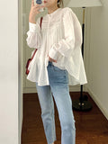 White French Long-Sleeved Shirt Women's Summer Thin Design Sense Court Cotton Lint Sunscreen Top