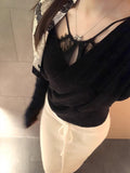 Strictly Selected Vivi Japanese Knitted Pure-Wand-Style Knitted Jersey Lace Lace Sling Vest Woman