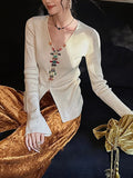 Handmade Nail Bead Knitted Knitted Knitted Knitted Shirt With A New Chinese Top Woman