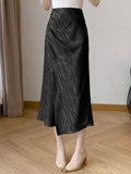 2026 New Chinese Style High-Rise Thin Open Wrinkled Folded Folded Acetic Fishtail Dress Female Summer Apricot Half Skirt