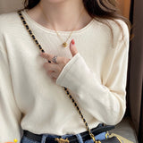 White Knitted Women's Spring And Autumn Bottoming Suit With A New Thin Top In The Early Autumn Of 2025 Autumn And Winter Sweater