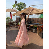 Summer New Small Man Wearing A Suit Pink Girl Gentle Sling Dress For The Seaside Wind Tunse