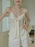 Rupert Acet-Bleed Meteor Bead Chain Three-Dimensional Bow V-Neck Hoisted Vest New