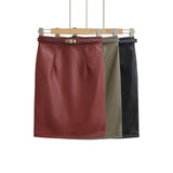 Sexy Secretary Royal Sister Wind High-Waisted Ass Leather Skirt Sexy Winter Thicker High Thin A Word Mid-Long Skirt