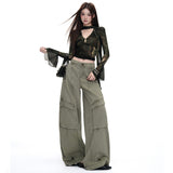 2026 Autumn Retro | Multi-Pocket Design | Loose Broad-Legged Workwear Jeans Women Yichun