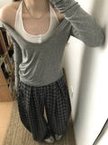 Korean Gray Fake Two Long-Sleeved T-Shirts For Summer New Niche Design With A Neck V-Neck Sunscreen Shirt Top