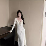 Spring And Autumn Lotus Edge Strapped Bottom Dress 2026 New Knitted But Hip Dress Women's Pink Dress