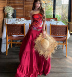 2026 Thai Holiday Bohemian Retro National Style Suit Women's Printed Blouse Half-Dressed Two-Case