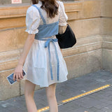 Korean Version Of The College Wind Denim Sling Vest Design Sense Niche Wearing Shirt Dress Two Sets Of Women's Summer
