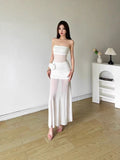 Cool Feeling Pure Lusty Hottie Three-Dimensional Rose Mesh Spliced Bra Dress Woman Slimming Dress