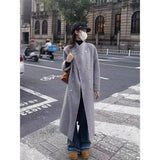 Light Gray Hair Coat Woman 2025 Autumn And Winter New Long Loose Temperament Korean Version Of The Coat Woman