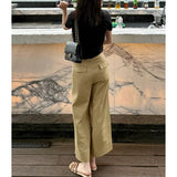 Carriage Color High-Waisted Straight-Legged Sleet Slack Women's Summer 2025 New Loose Thin Pear-Shaped Body Nine-Point Trousers