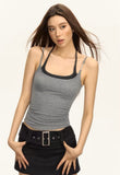 762# Human Cotton Vintage Babes Design Sense Hanging Neck Sling Vest Women Summer Back To Wear Repair Body