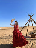 2025 Long-Term Pure-Want Wind Hanging Back-End Fairy Dress Seaside Lotus Leaf Hanging Dress