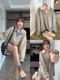 Sweet Korean Summer Retro Final Chapter Hit Two Spliced Wear Jackets Loose Autumn Coat Leisure Long Sleeves