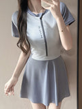 2026 New Women's Thin Belly-Covered Skirt Simple Half-Sleeved Small Breast Gathering Soaking Hot Spring Swimsuit