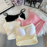 9108 # People Cotton Tacic Sling Vest Women With Chest Pads Pure Lust Style Short Repair Beautiful Backs Of The Small Set-Up Shirt
