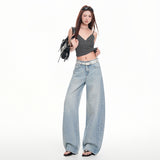 2026 Spring And Summer New Loose Loose Hanging Diamond Hot Sister Scissor Jeans Blue Trousers