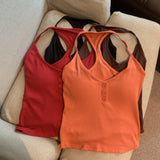 Sweet Babes Hanging Neck-Loose With Chest Cushion Button-Up Sling Vest Female Pure-Want-Style Short-Form Bottoming Top 5 Colors