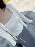 Empty-In-Style Collared V-Neck Knitted Set Sling/Sn-Wearing Cardigan