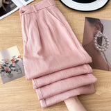 Silk Linen Broad Leg Pants Women Summer Thin 2025 New High-Waisted Cotton Trousers Trousers Straight Trousers