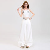 Millard Wears White Casual Pants Women's Spring And Autumn Loose Straight-Tight Tide Dragging Wide Leg Pants Snow Neil