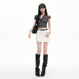 2026 Spring And Summer New Half-Dress Girl A-Shaped Skirt Hot Girl Bag Hip Short Skirt High Waist Thin Skirt Card White