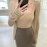 Lily Week JI To Comfort 100 Wool Series Wind Ballet Daily Feeling Knitted Top Set In Autumn