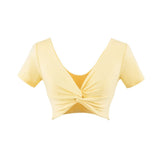 Hottie Sexy V-Neck Umbilly T-Shirt Lady Jazz Dance Sweet Spicy Tight Dance Blouse Short Sleeve T-Shirt