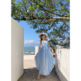 2025 Summer New Back With Chest Cushion Orchid Sling Dress Seaside Atmosphere Temperamental Holiday Dress